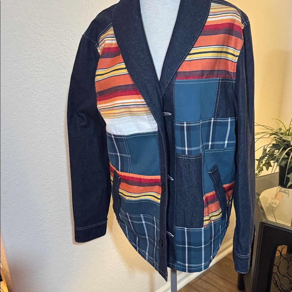 Sun + Stone Men's Multicolor Patchwork Jacket Siz… - image 1